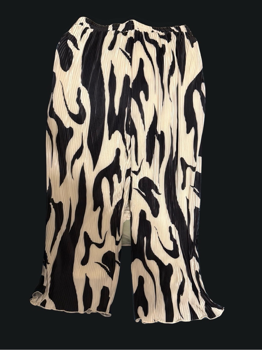 Wide Leg Zebra Print Pants - Black & White - Picture 7 of 10